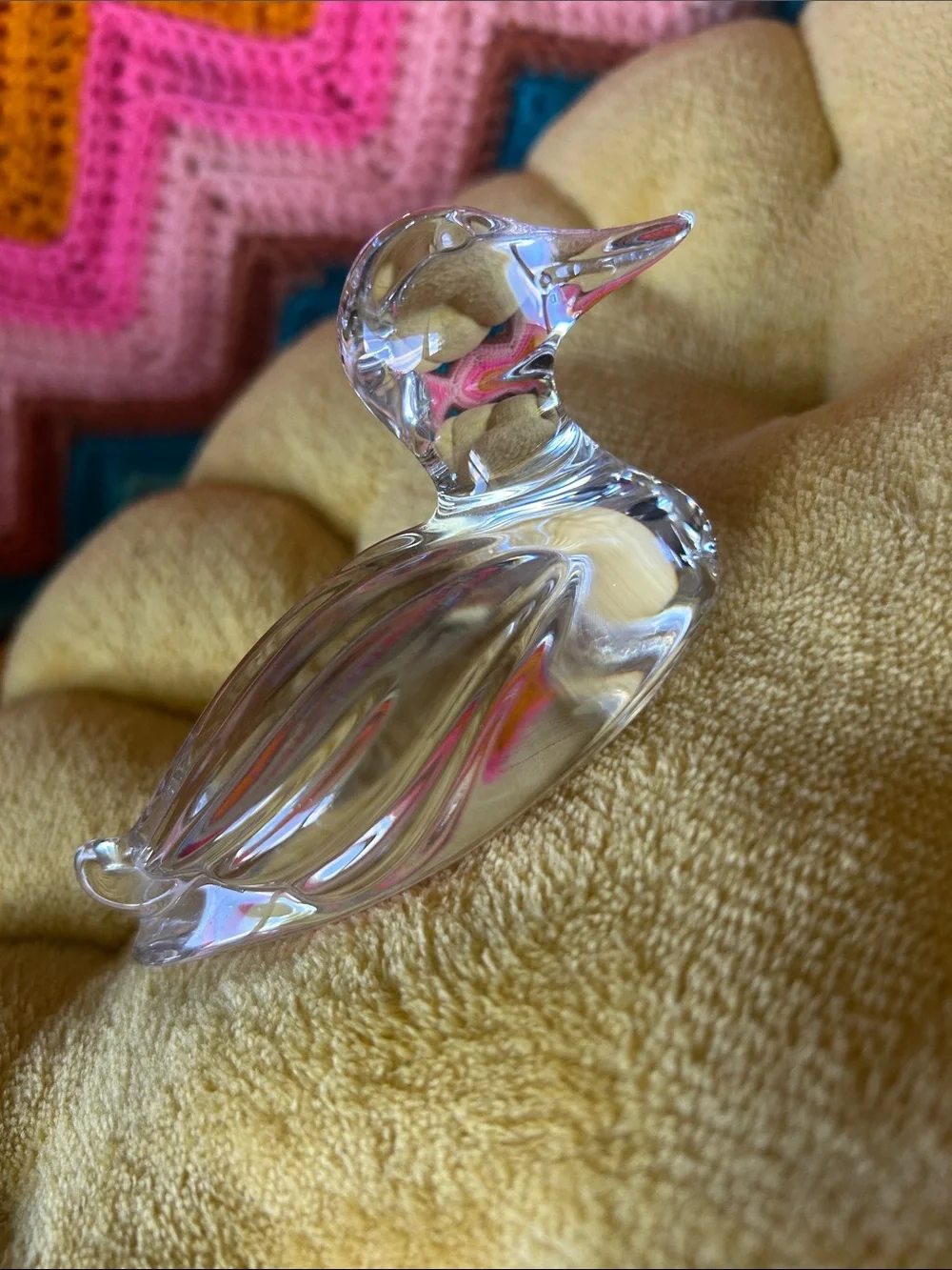 vintage clear glass duck